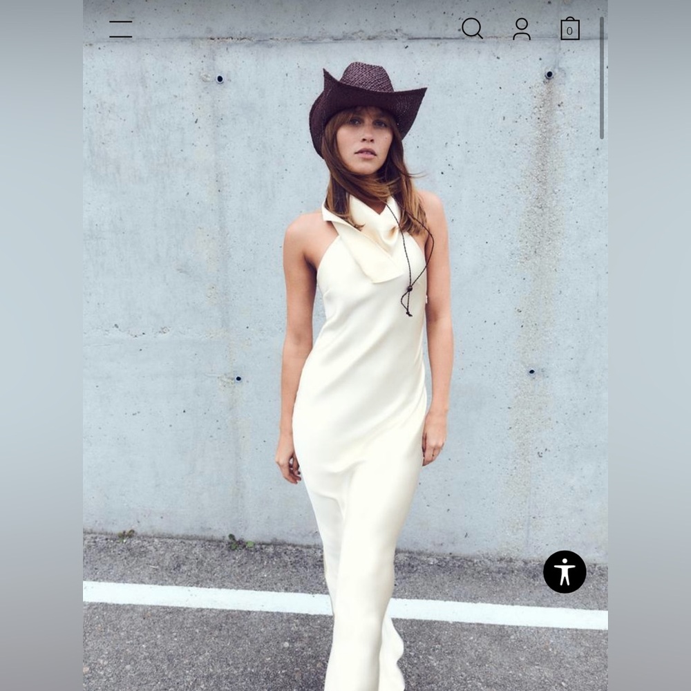 Creme beige satin like zara dress